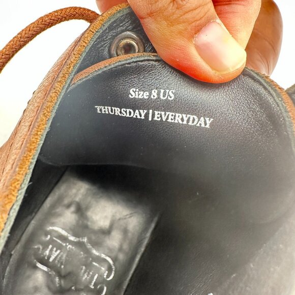 Thursday Everyday Men Size 8 Brown Leather Plain Toe Ankle Combat Boot - Picture 10 of 12